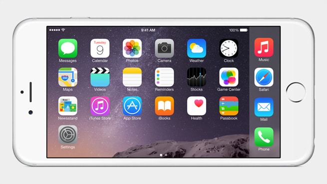 L'iphone 6 aura un mode paysage sur la page d’accueil des applications.