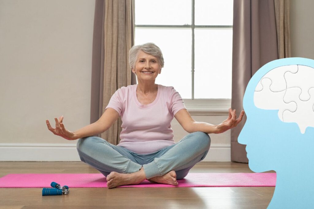 Une femme profite des bienfaits du yoga sur la santé mentale.